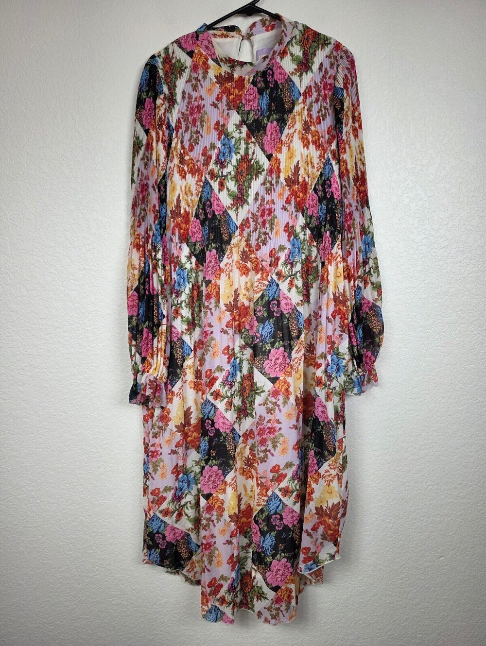 Floral Patchwork Long Sleeve Dress Medium